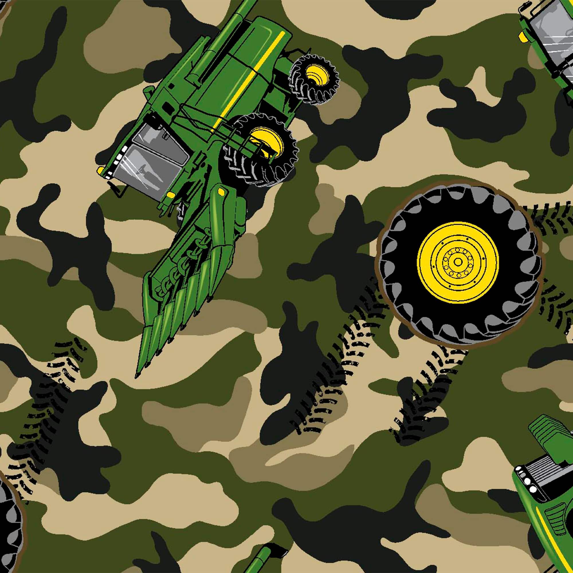 John Deere® Camo Green Tractor Toss Cotton Fabric